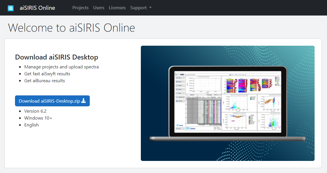 Screenshot of aiSIRIS.online
