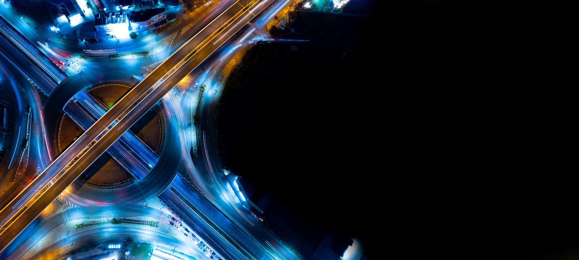 aerial road roads at night