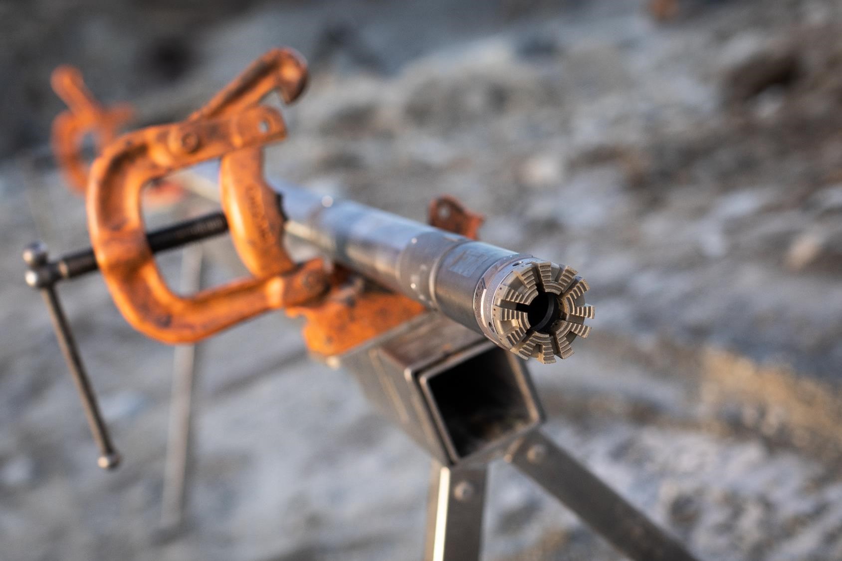 close up view of a directional drilling tool