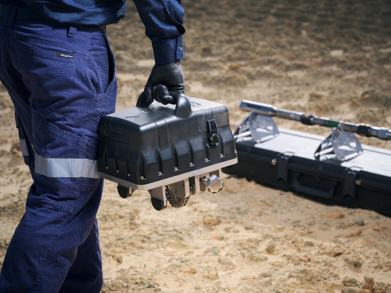 Man holding Gyro drilling alignment tool